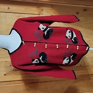 MISO Wool Cardigan Panda Sweater sz M/L